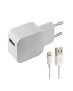 Carregador Paret Ksix USB 2.4A + Cable Lightning-USB Blanc
