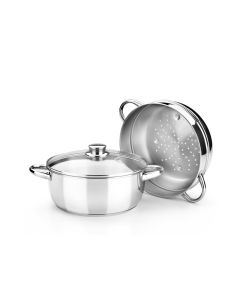 Olla Vapor Monix amb tapa de vidre 24cm Acer inoxidable - M453903
