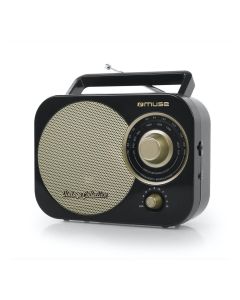 Ràdio retro portàtil Muse M-055 RB negra i daurada