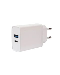 Carregador de paret USB A/USB C dual 20W Blanc